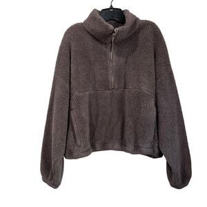 Old Navy Sherpa Pullover Teddy Fleece Cozy Warm 1/4 Zip Maeve Taupe XL